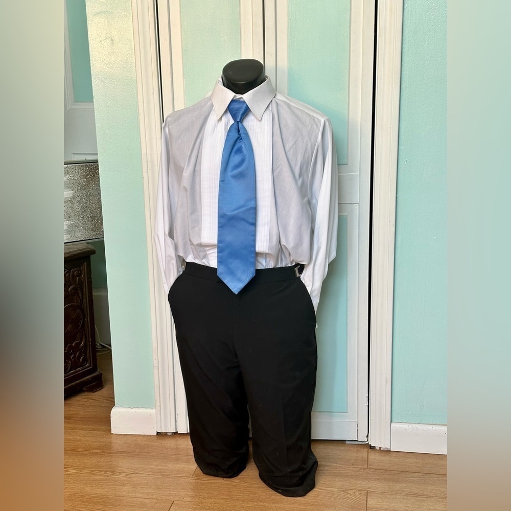 Cornflower Blue Tie Wedding Prom Tuxedo Pre Tied clip adjustable